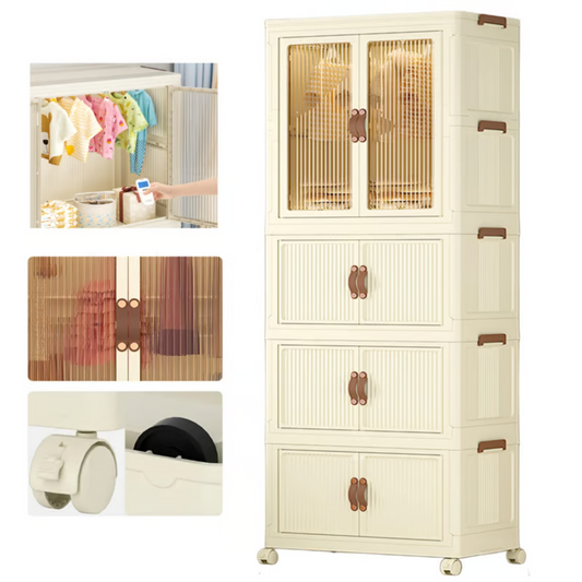 Organizador Multiuso Plegable con Ruedas | Armario de Almacenamiento Portátil