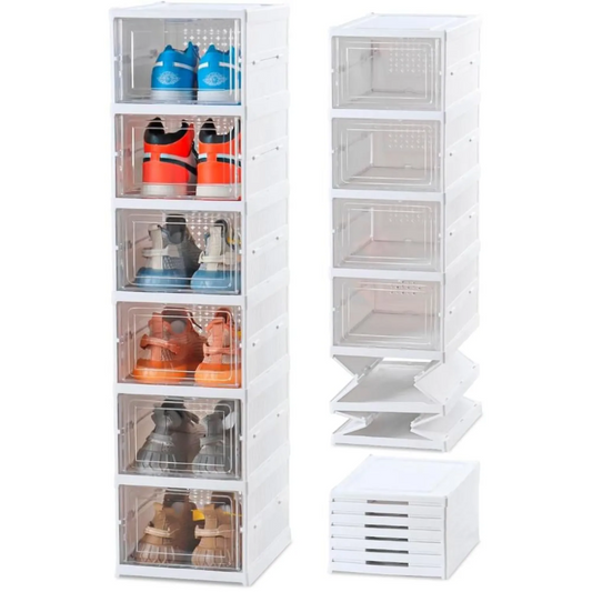 Zapatera Plegable Premium Z60 | Organizador de 6 Niveles con Puerta Transparente