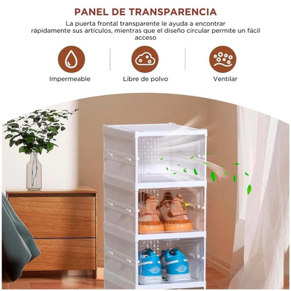 Zapatera Plegable Premium Z60 | Organizador de 6 Niveles con Puerta Transparente