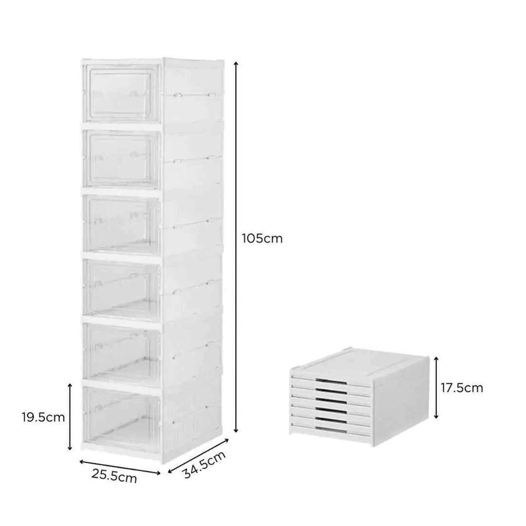 Zapatera Plegable Premium Z60 | Organizador de 6 Niveles con Puerta Transparente
