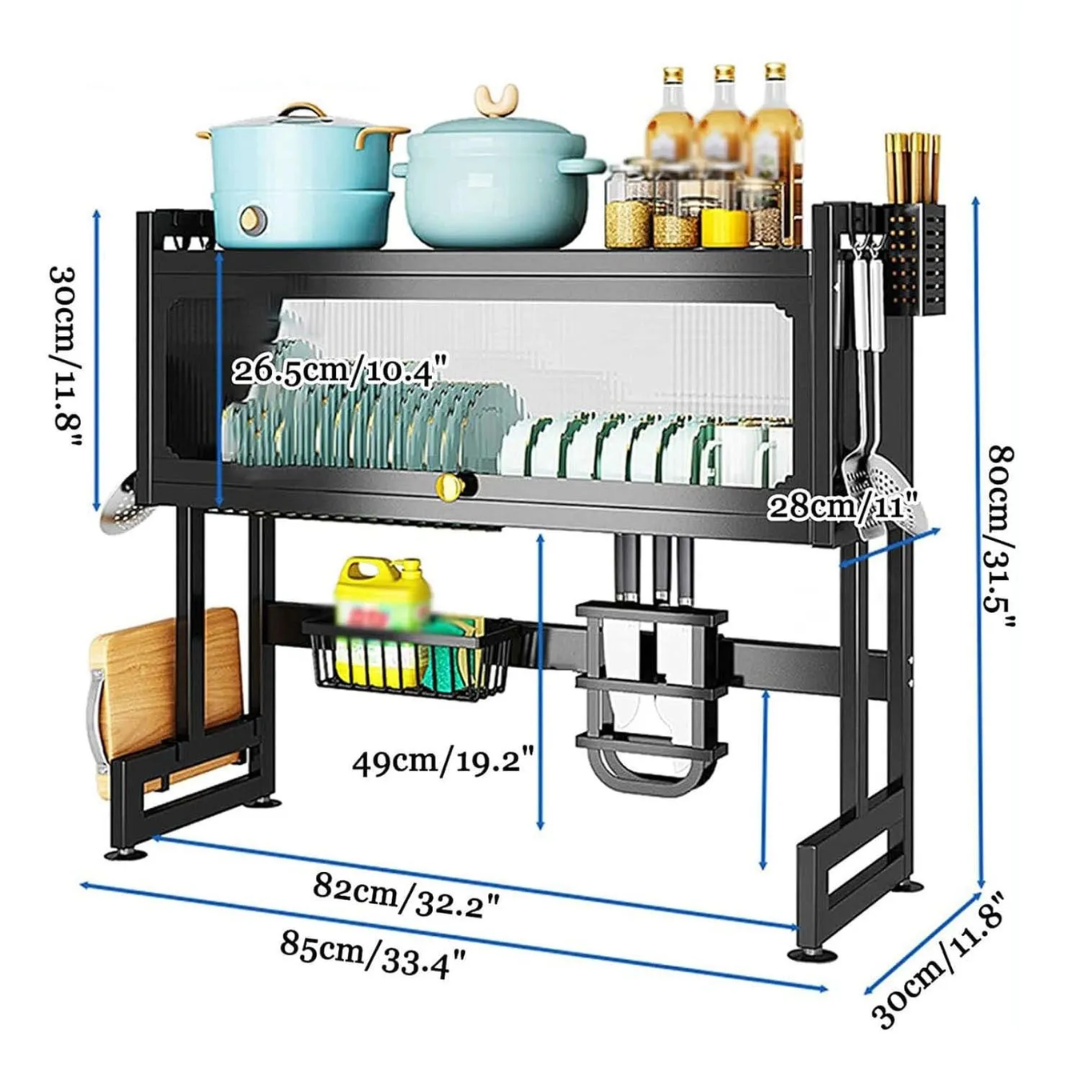 Escurridor de Platos Multifuncional con Tapa Protectora | Acero Inoxidable Premium