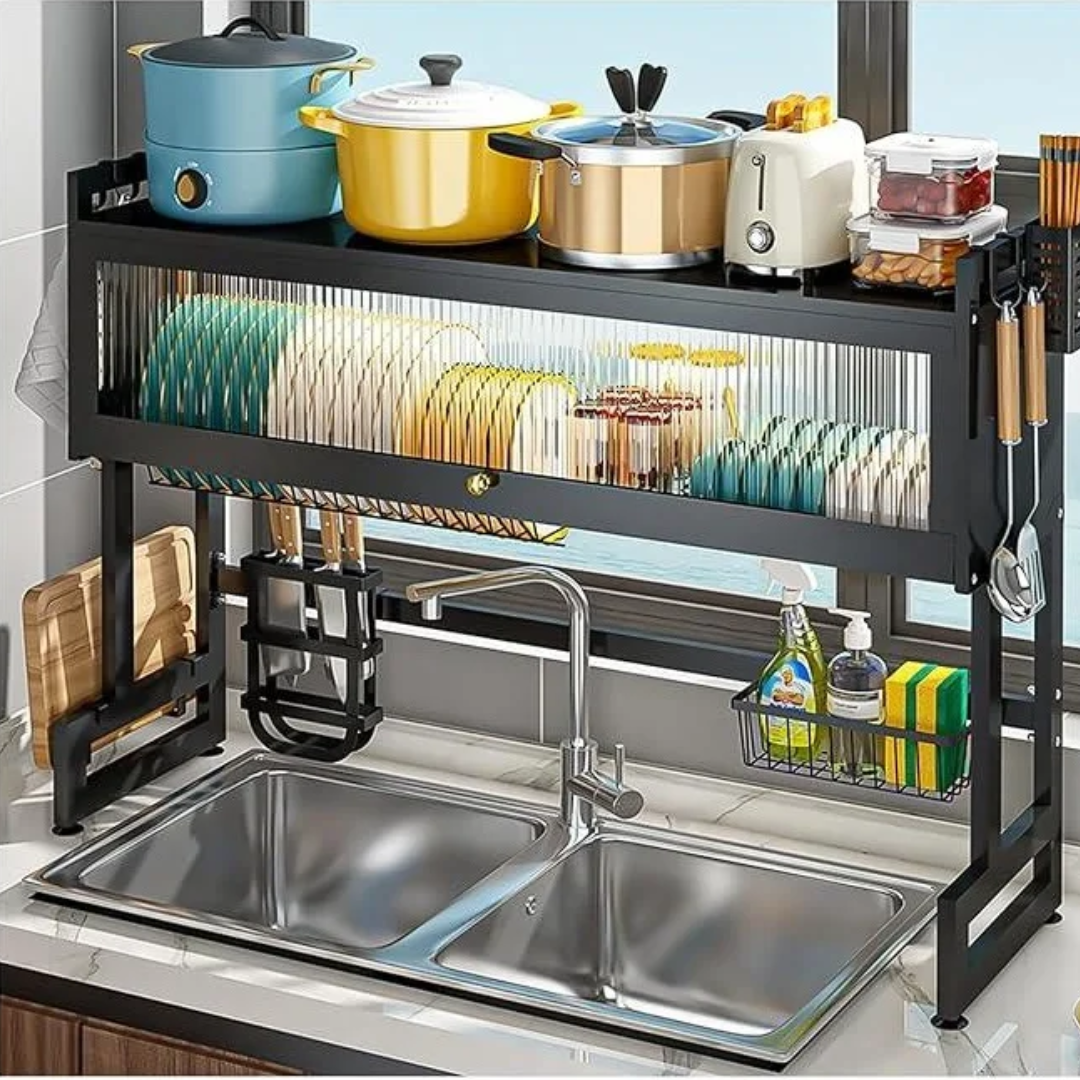 Escurridor de Platos Multifuncional con Tapa Protectora | Acero Inoxidable Premium